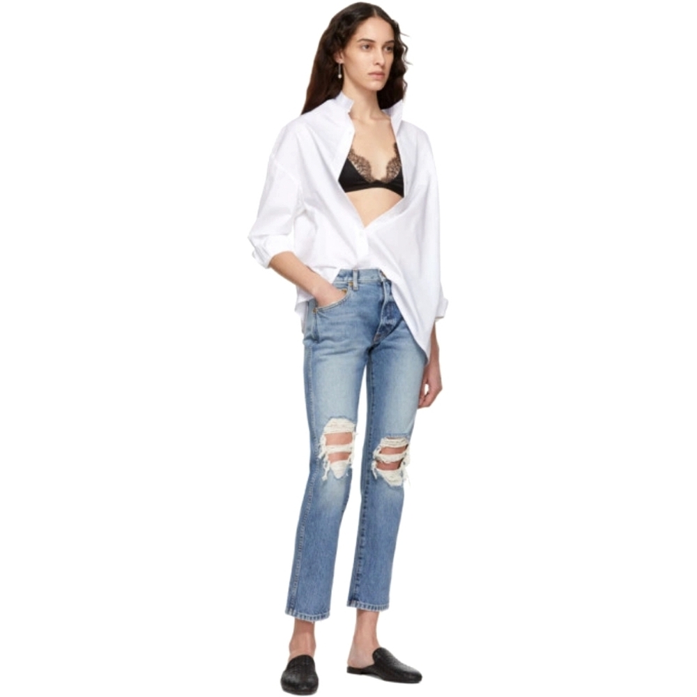 🆕️ Khaite Ripped 'Kyle' Runway Jeans Baddie Western Streetwear Size 27 Grunge
